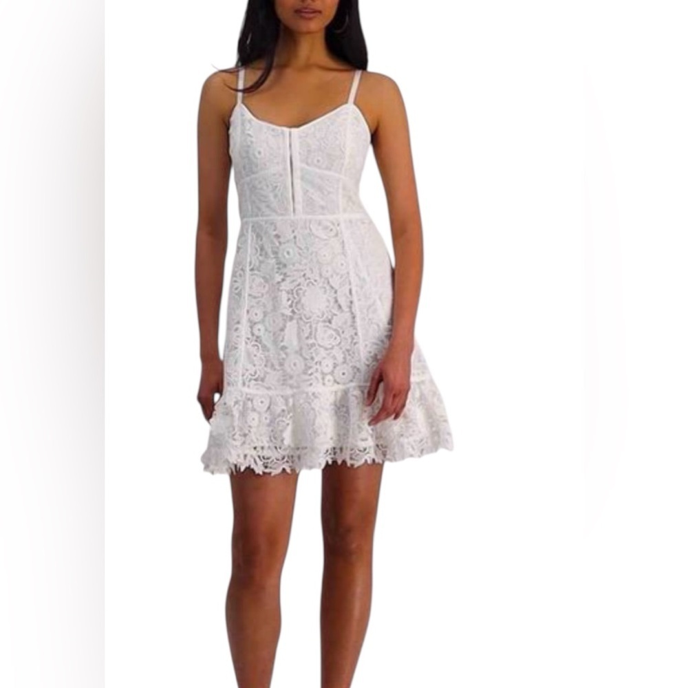 French Connection White Lace Fit & Flare Dress US 4 XS